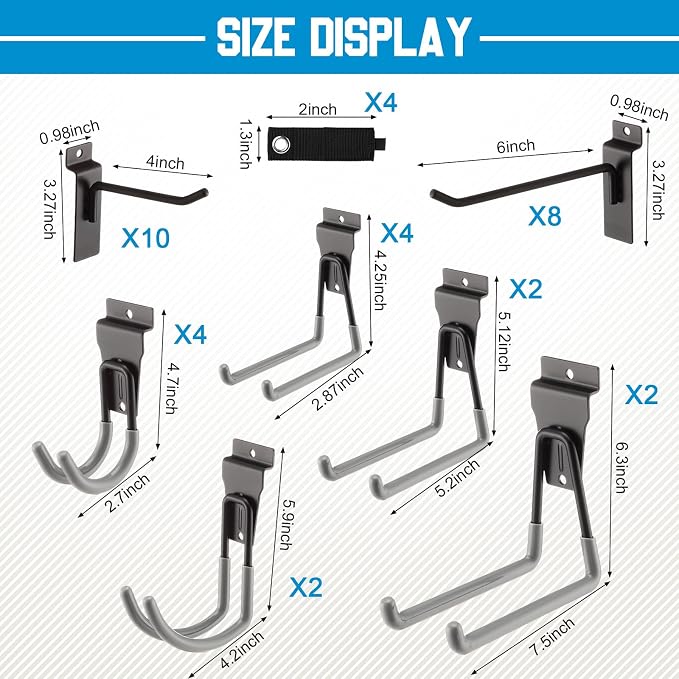 Landhoow 36 Pcs Slatwall Hooks & Hangers 32 Heavy Duty Slat Wall Hanging Hooks - Image 3