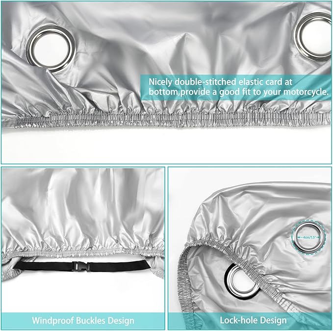Motorcycle Cover, Motorbike Cover All Season Universal Weather Waterproof Sun - Image 5