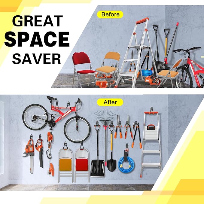 8 Pack Heavy Duty Garage Hooks Storage Organizer Wall Mount Power and Garden - Image 4