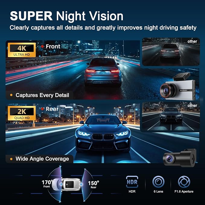 Dash Cam, 4K Dash Cam Front and Rear - Image 6