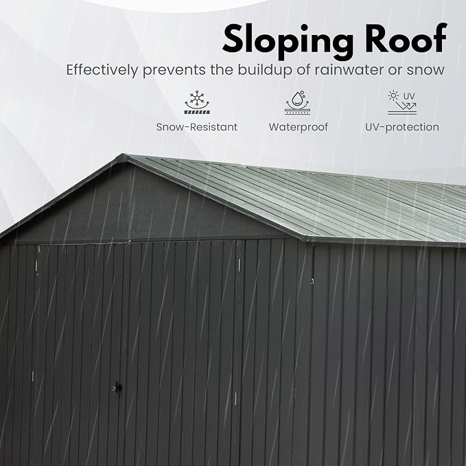 Domi 12'x20' Metal Garage Shed, Heavy Duty Outdoor Steel Carport - Image 4