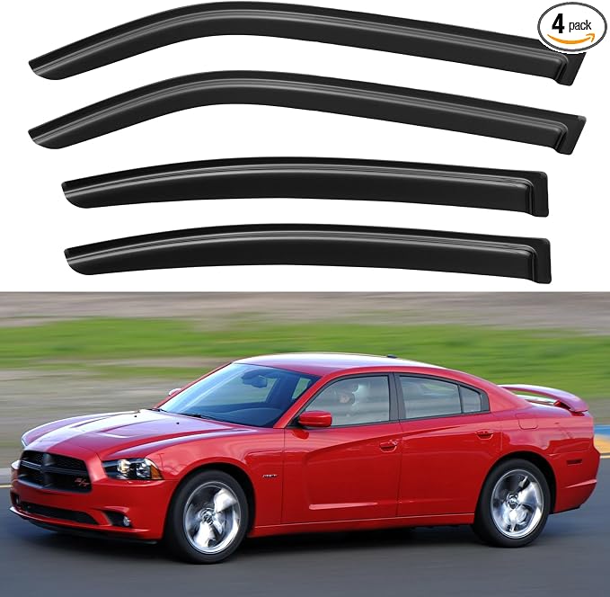 Window Visors Rain Guards for 2006 2007 2008 2009 2010 Dodge Charger, by YQAUTEC