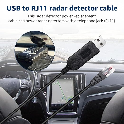 USB-C to RJ11 & USB to RJ11 Radar Detector Cables, 6.56Ft Each, Compatible - Image 3