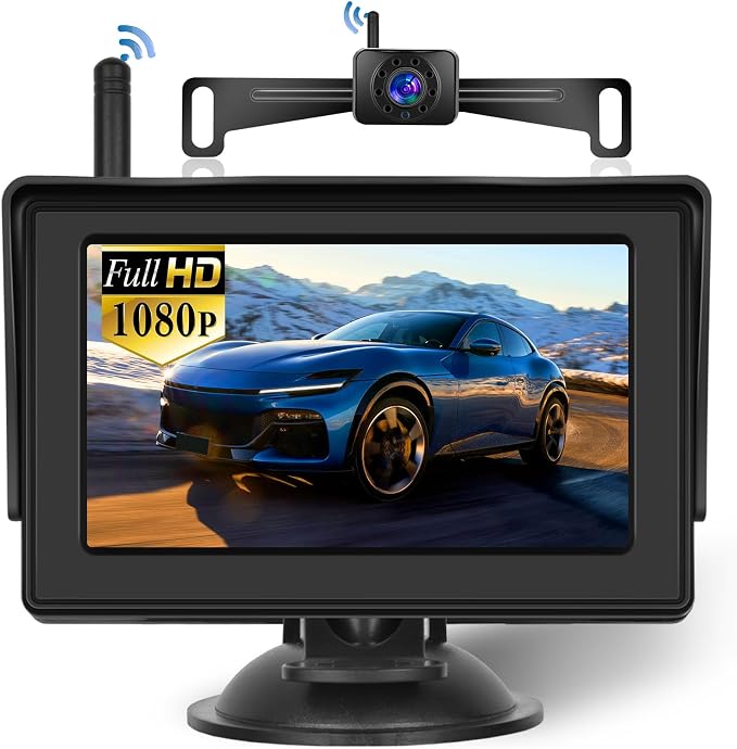 Hikity Wireless Backup Camera System 4.7 Inch Car Monitor Kit HD 1080P License by Hikity