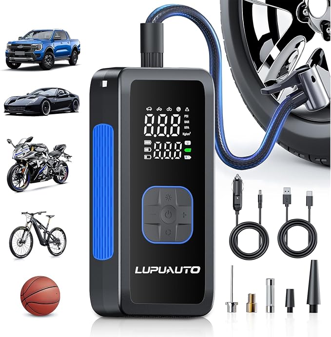Tire Inflator Portable Air Compressor, 150PSI Air Pump Tires Portable by lupuauto
