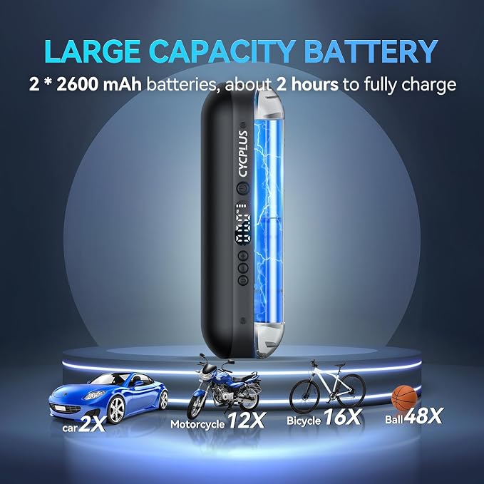 CYCPLUS Electric Air Compressor Portable Bicycle Pump Car Tire Inflator - Image 3