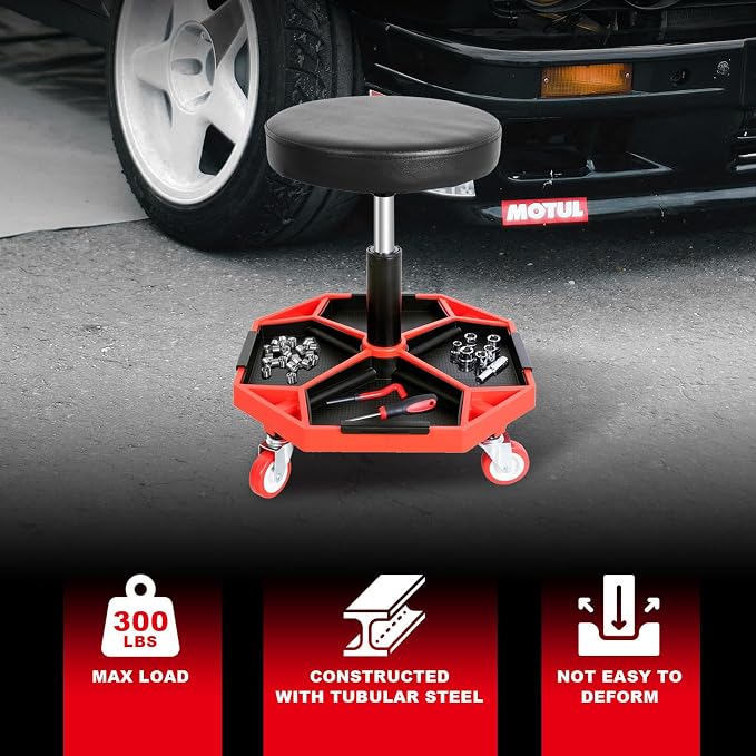 Torin ATRXF8308B Pneumatic Mechanic Stool/Rolling Shop Creeper Seat - Image 4