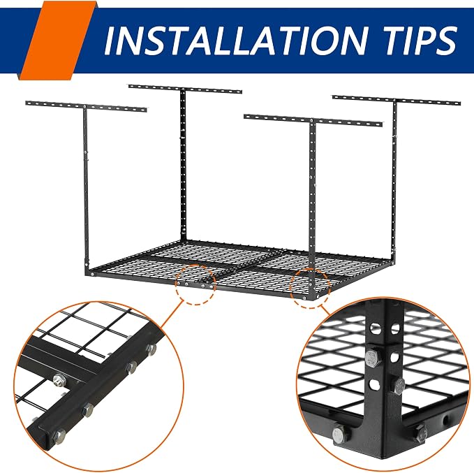 3 x 4FT Overhead Garage Storage Rack, Adjustable Ceiling Storage Racks - Image 7
