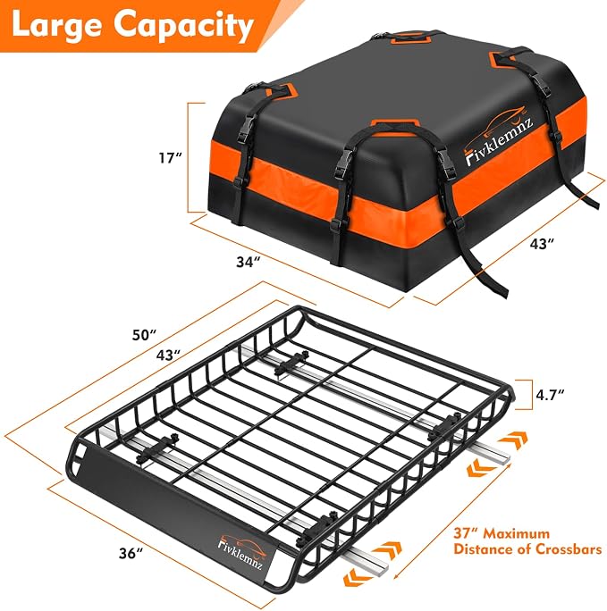 FIVKLEMNZ Car Rooftop Cargo Carrier Roof Bag Waterproof - Image 4