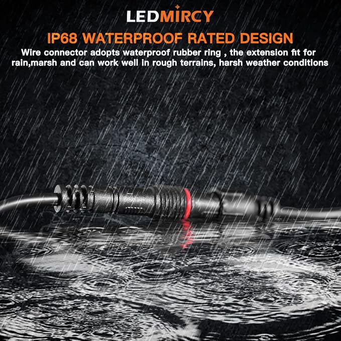 LED Rock Lights Extension Cable Wire Cord 2Pin Waterproof 4PCS 5ft 22AWG - Image 6