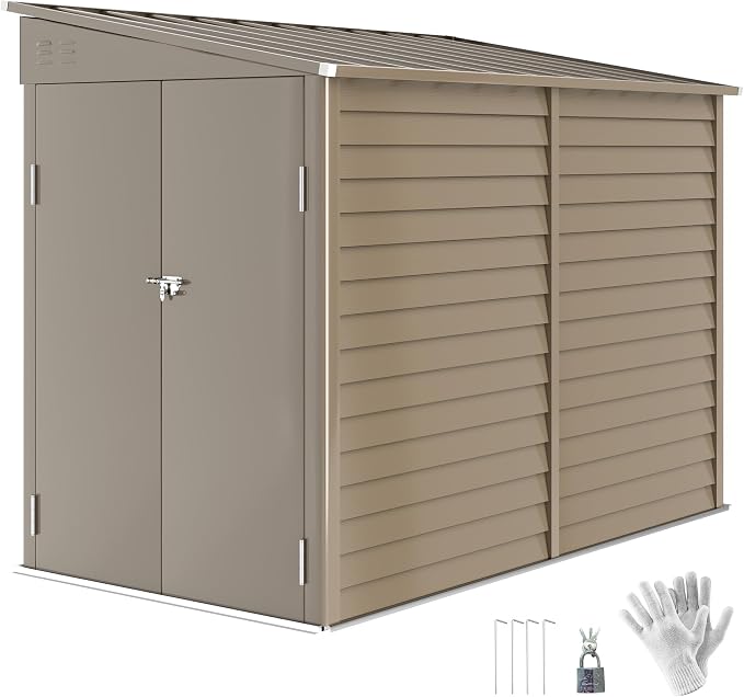 Outsunny 4.6' x 9' Steel Outdoor Storage Shed, Lean to Shed, Metal Tool House - Image 9