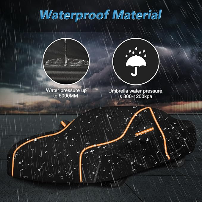 Car Cover for Chevy Camaro 1982-2002, Waterproof 210D Oxford Cloth and Cotton - Image 5