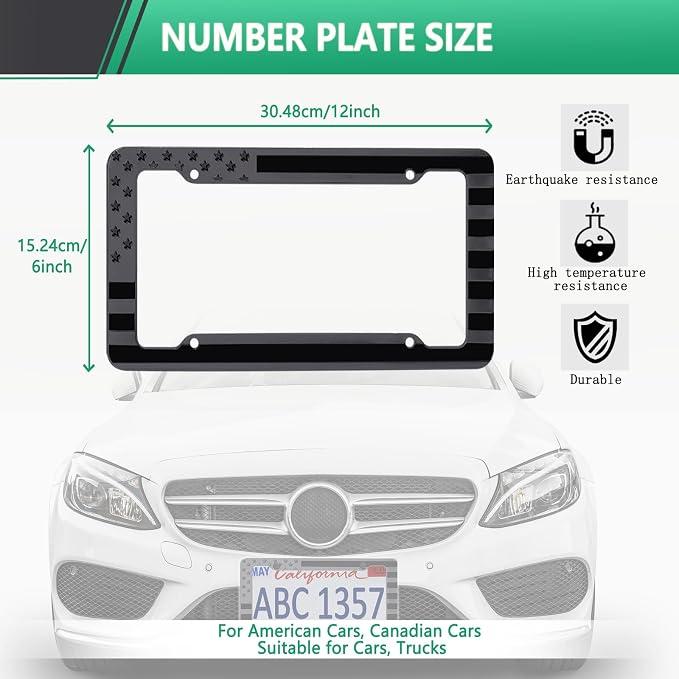 Black American Flag License Plate Frame- Front Rear Patriotic USA ‌Car Tag - Image 7