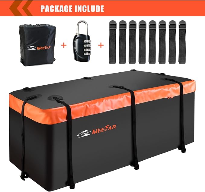 MeeFar Hitch Mount Cargo Carrier Bag Soft Shell 100% Waterproof 15 Cubic Feet - Image 3