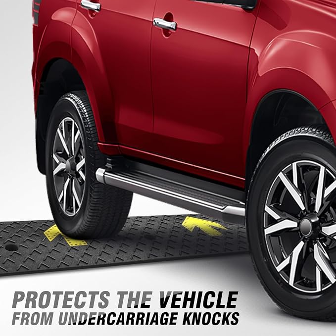 DNA MOTORING 2pcs 4.5" Rise Rubber Arrow Curb Ramp Heavy Duty Loading Threshold - Image 4