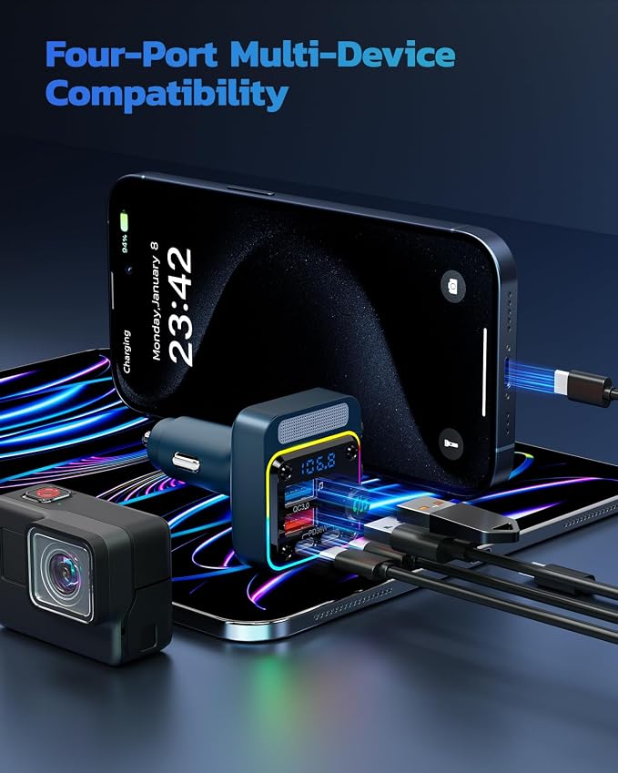 Nulaxy 54W Bluetooth 5.3 Car Adapter - Image 6