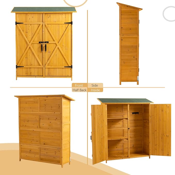56" L x 19.5" W x 64" H Outdoor Wooden Storage Shed - Image 7
