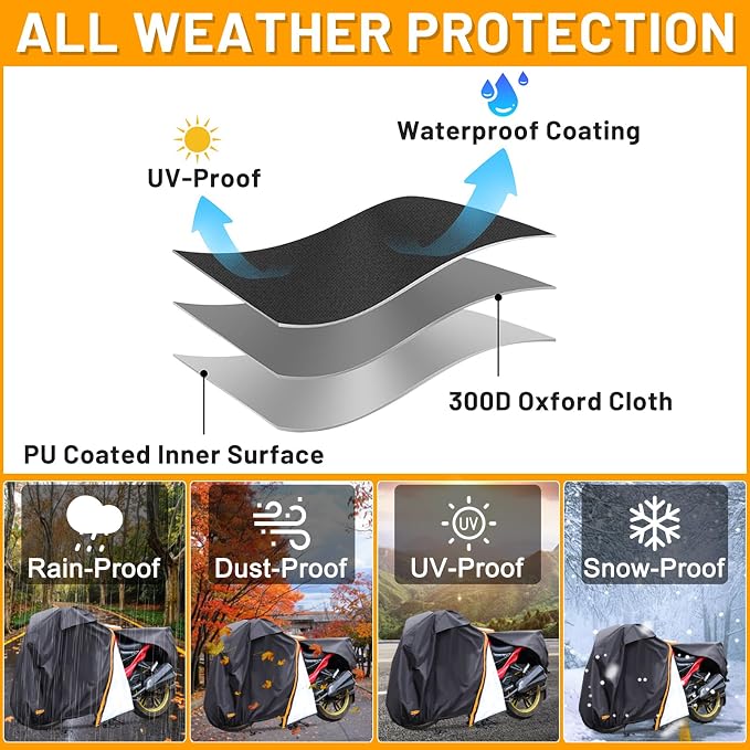 Motorcycle Cover, Waterproof Zipper Outdoor Cover - Image 6