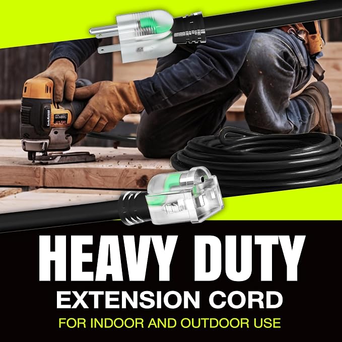 6ft Outdoor/Indoor Extension Cord 12/3 Gauge Extra Heavy Duty 3 Prong SJTW - Image 7