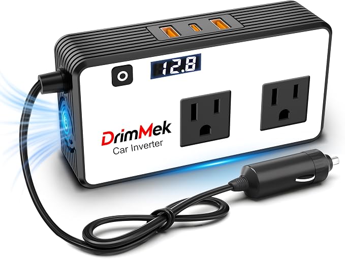 200W Car Power Inverter, Car Plug in Adapter Outlet DC Inverter 12V to 110V AC by DrimMek
