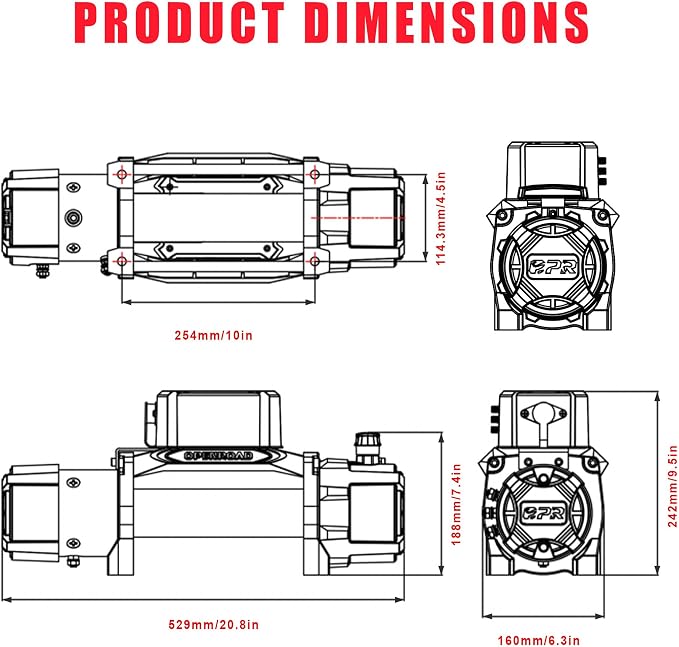 OPENROAD 12000 lb Recovery Winch - Image 7