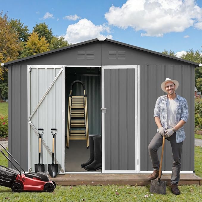 10 x 12 FT Outdoor Storage Shed, Metal Garden Tool Shed - Image 2