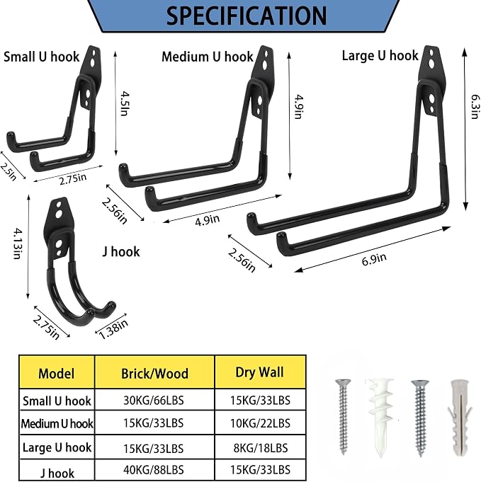 Wall Mount Heavy Duty Garage Hooks – Wall Mounted Storage Hooks - Image 6