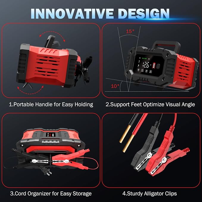 20-Amp Car Battery Charger, 12V/20A and 24V/10A LiFePO4, Lead-Acid Automatic - Image 7