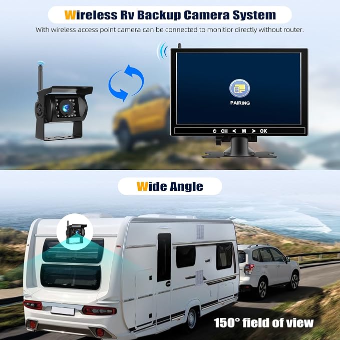 1080P Wireless RV Backup Camera System, 9 Inch Reverse Camera Monitor - Image 2