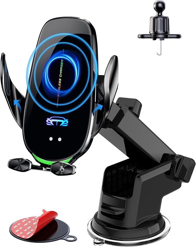 Wireless Car Charger Mount, Fast Charging Auto Clamping 15W Intelligent Dual by QFUP
