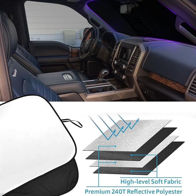 Front Windshield Sunshade fit for F150 2015-2020 UV Ray Reflector Foldable Car - Image 5