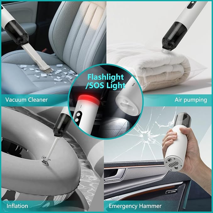 Mini Car Vacuum, 5 in 1 Cordless Handheld Vacuum Cleaner 16800Pa Suction Power - Image 2