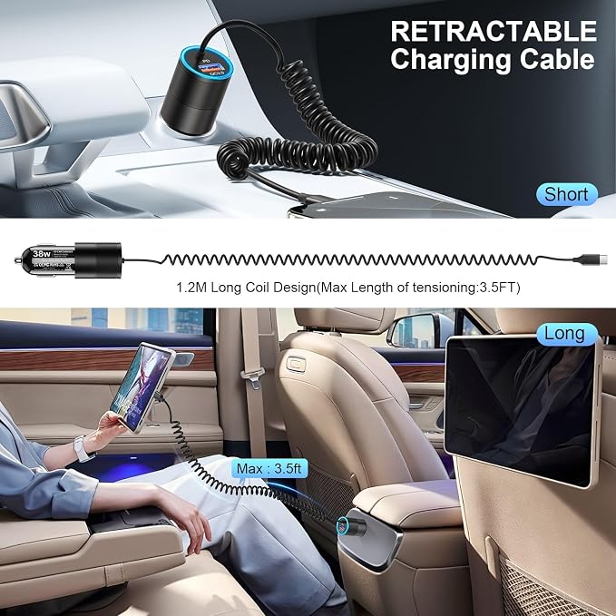 Car Charger USB C, 38W Super Fast Car Adapter - Image 4