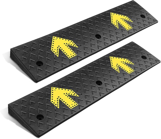 DNA MOTORING 2pcs 2.2" Rise Rubber Arrow Curb Ramp Heavy Duty Loading Driveway by DNAMOTORING