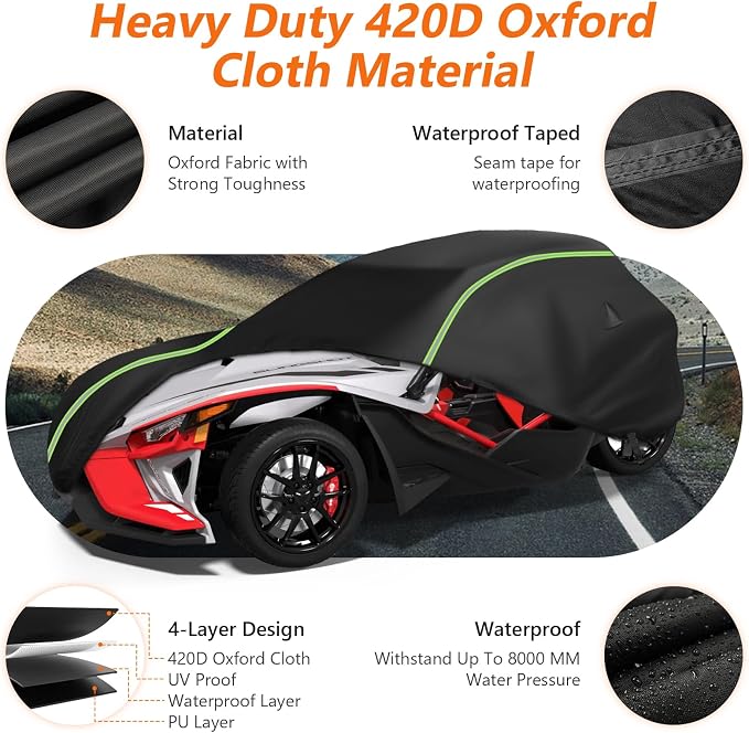 Full Cover Compatible with Polaris Slingshot with Roof, 420D Oxford Cloth - Image 2