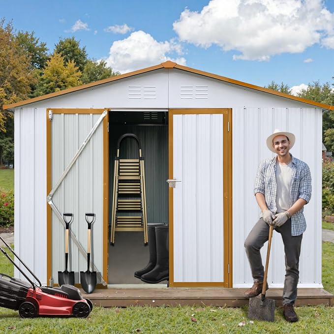 10 x 12 FT Outdoor Storage Shed, Metal Garden Tool Shed - Image 2