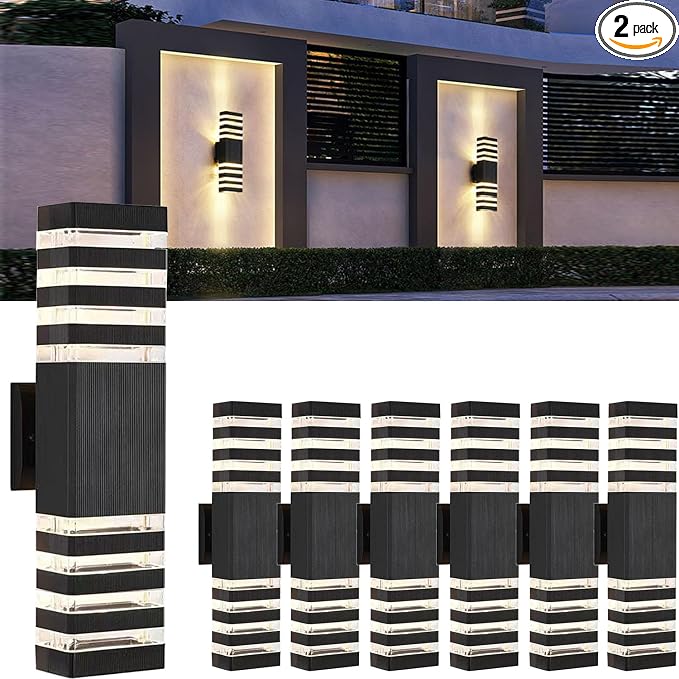 18inch LED Square Up & Down Wall Lights, 24W Outdoor Wall Light 4000K Day White by Yongjishun