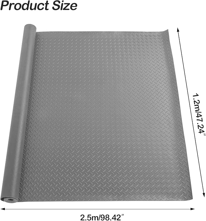 Garage Floor Mat, 4x8.2ft Diamond Rubber Plate Garage Flooring Rolls, Non-Slip - Image 2