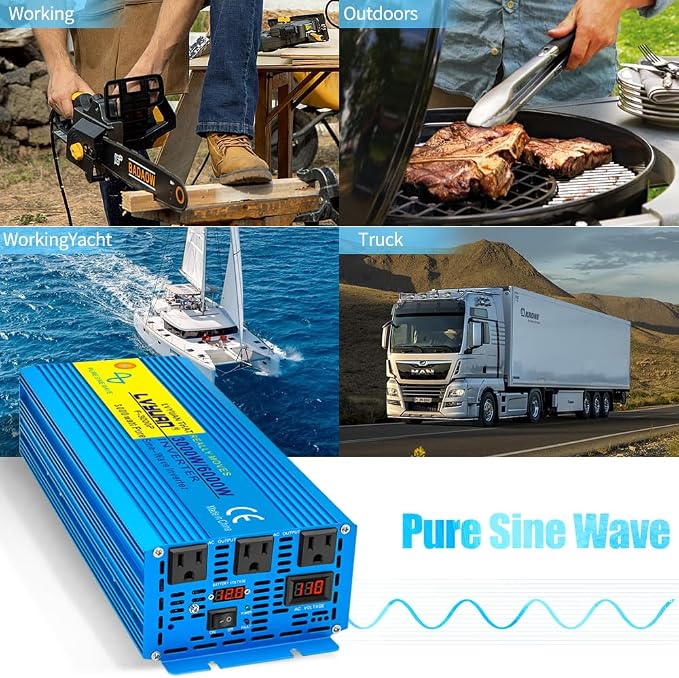 LVYUAN 3000 Watt Pure Sine Wave Inverter 12V to 110V 120V DC to AC - Image 6
