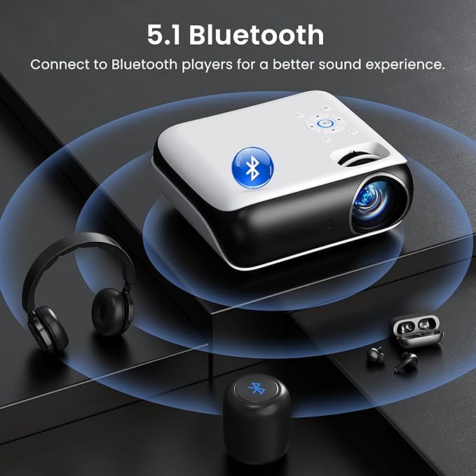 HAPPRUN Native 1080P Bluetooth Projector, Full HD Portable Outdoor Movie - Image 4