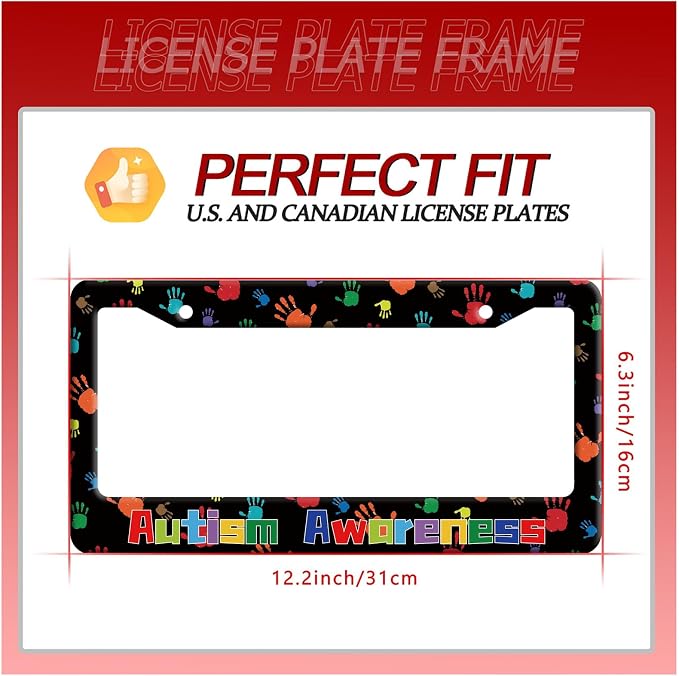 Autism Awareness License Plate Frame Colorful Handprint License Plate Frames - Image 7