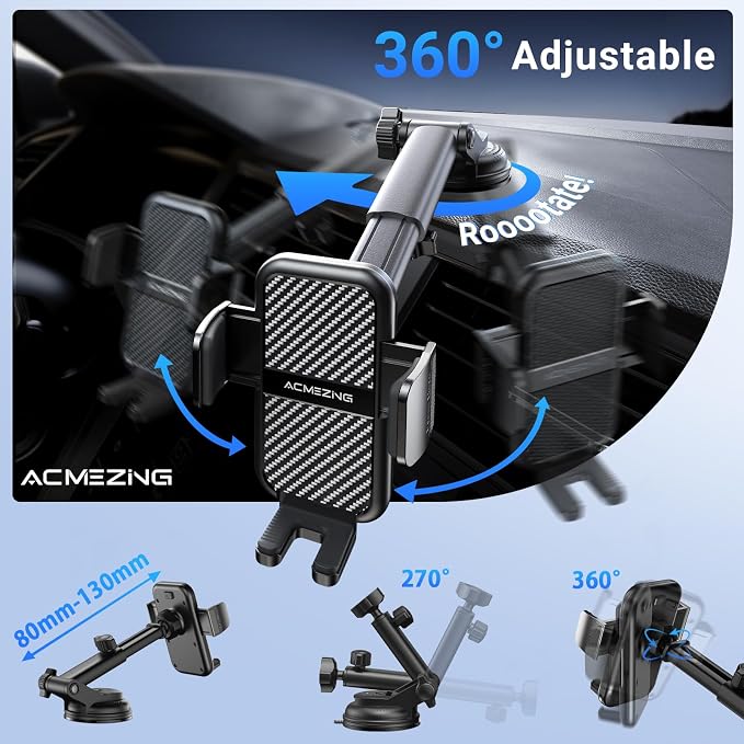 3-in-1 Car Phone Holder 360° Adjustable Car Phone Mount, Cell Phone Holders - Image 5