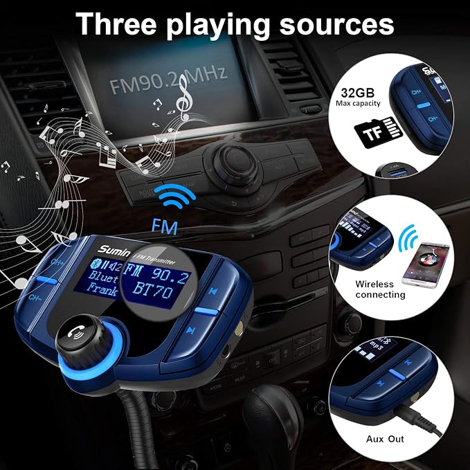 Upgraded Bluetooth FM Transmitter, Wireless Radio Adapter Hands Free Car Kit - Image 6