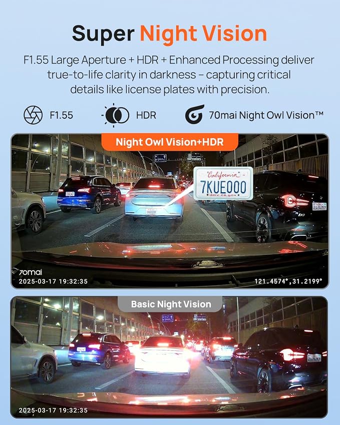 70mai Dash Cam Front and Rear - Image 3