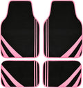 CAR PASS Pink Edge Faux Leather Car Floor Mats Universal Car Carpet Mats by CARPASS