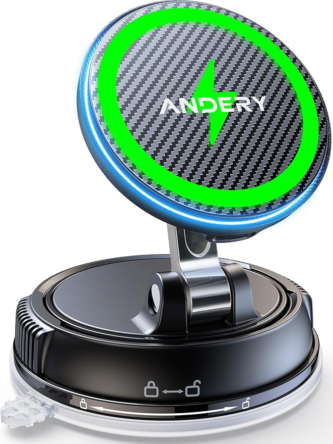 Only for iPhone Magsafe Car Mount Charger 360° Adjustable Car Phone Holder by ANDERY