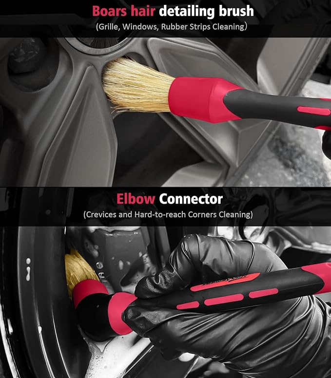 6PCS Motorcycle Cleaning Kit, Wool Wheel Brush, Tire and Chain Brush, Detailing - Image 4