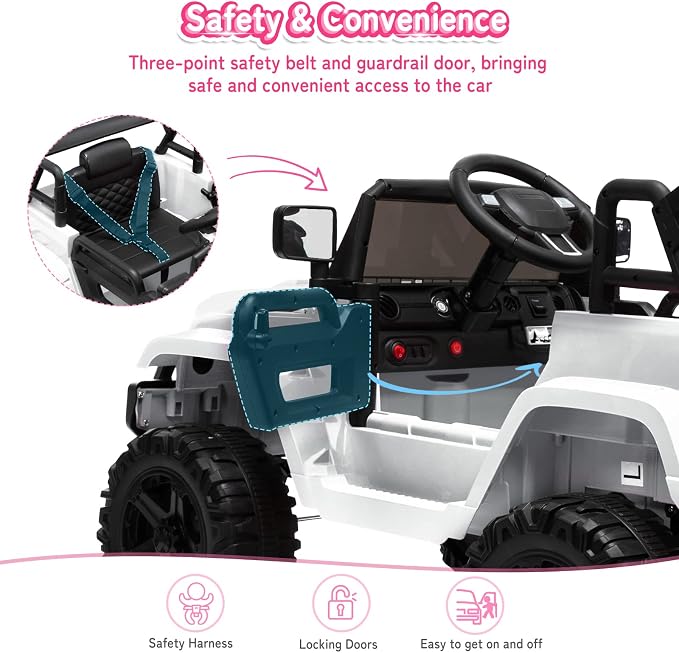 JOYMOR Ride on Truck with Remote Control, 4 Wheels 12V Battery Powered Kids Car - Image 4