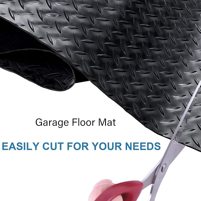 OrangeStar 4 x 6 Ft Garage Floor Mat, Diamond Plate PVC Garage Flooring Roll - Image 4
