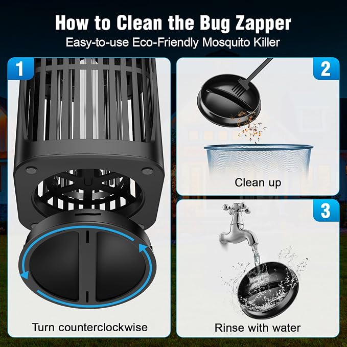 Solar Bug Zapper Outdoor and Indoor, Dual Folding Solar Panel - Image 8